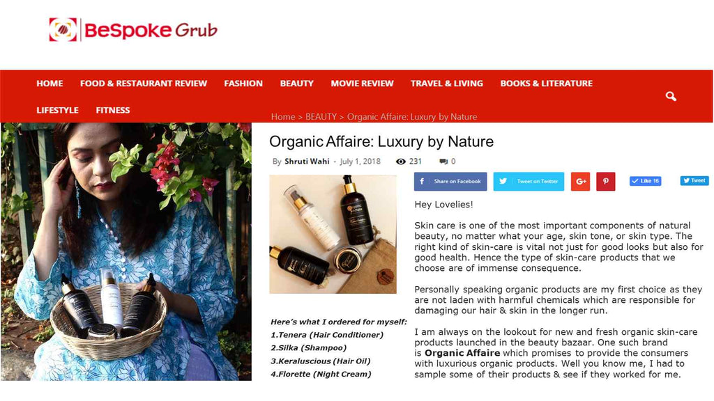Organic Affaire's Hair Care & Night Cream, exclusive review by blogger - Shruti Wahi