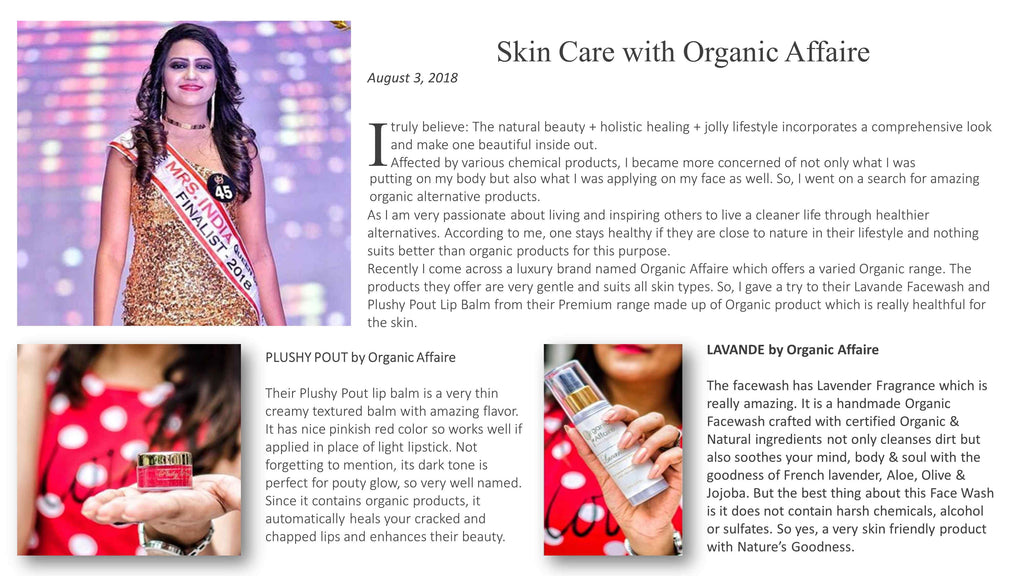 Organic Affaire's Face & Lip Care - Blog By Twinkle Patodiya