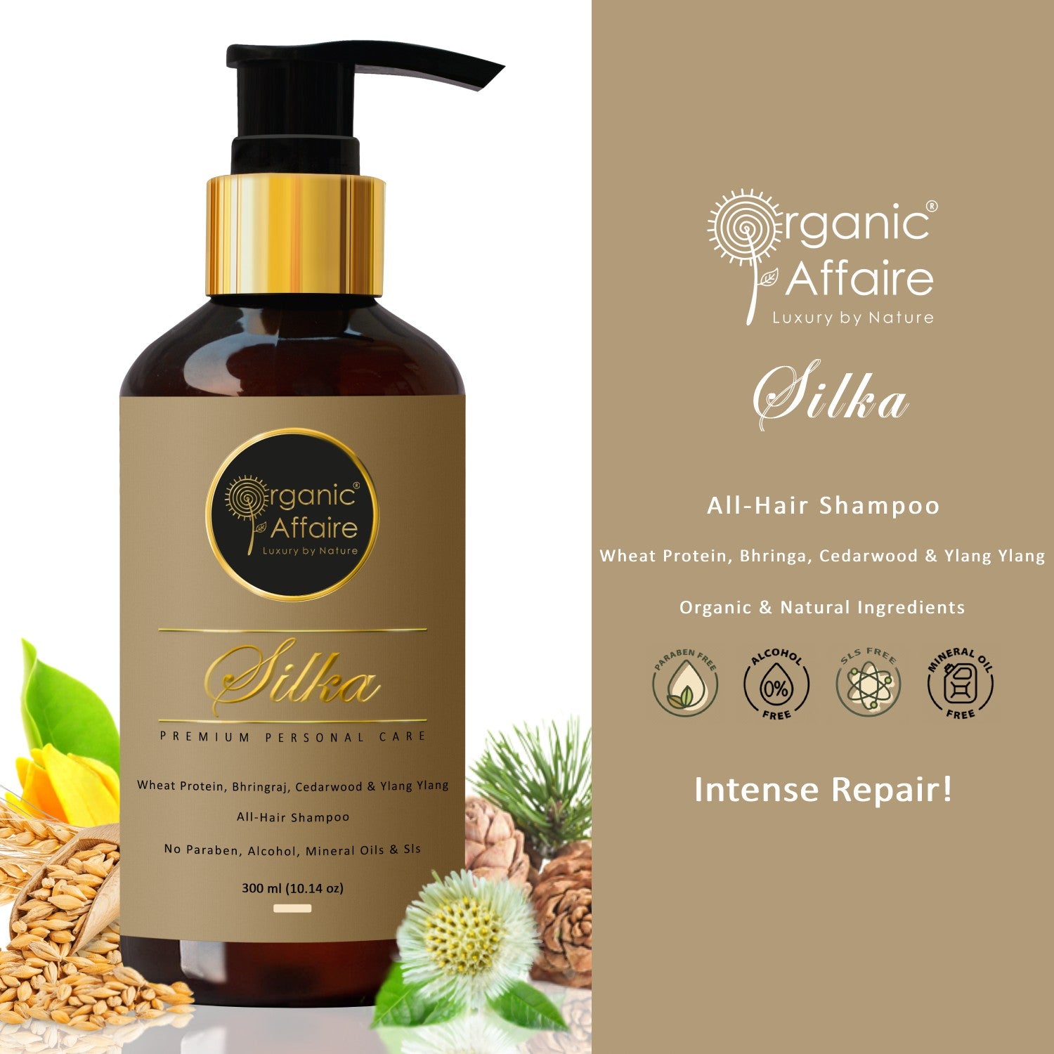 Silka, All-Hair Shampoo (Wheat Protein, Ylang Ylang & Bhringa)