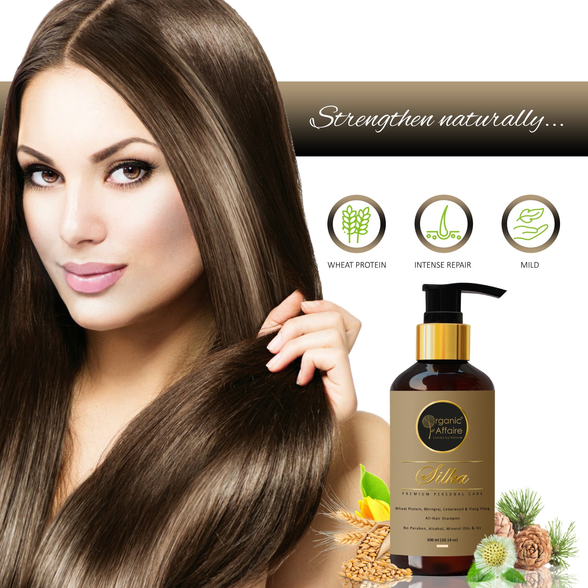Silka, All-Hair Shampoo (Wheat Protein, Ylang Ylang & Bhringa)